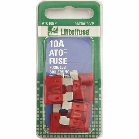 LITTELFUSE Fuse, Ato Std And Smart Glow Blade, Red, 10A, Carded 0ATO010.VP